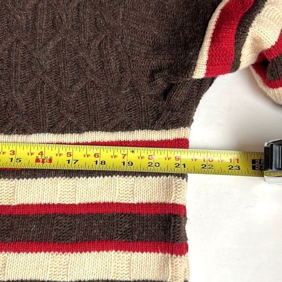 Pepe Jeans London Unisex Brown Wool Blend Collared Cable Knit Sweater M-L - Picture 13 of 14